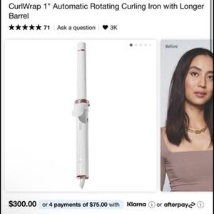 Automatic Rotating Curling Iron in White with Rose Gold Accents